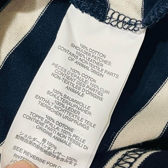 J. Crew Striped Long Sleeve Leather Capped Shoulders Top Size Small - Picture 7 of 7